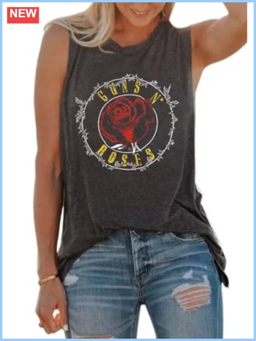 Women's Sleeveless Graphic Tank Top Cotton Blend Scoop Neck Casual Summer